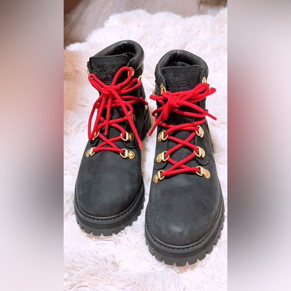 TIMBERLAND WOMEN'S HERITAGE WATERPROOF BOOT WHEAT NUBUCK W GOLD A5RS8 - Picture 4 of 8